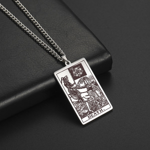 Collar con Colgante de Aniversario Rider Waite, Barato, de Acero Inoxidable, Rectangular, con Tarjeta del Tarot R.GEM. Aniversario Geométrico Retro Vintage - Product Image 1