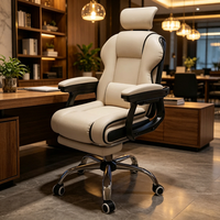 Chaise de gaming ergonomique moderne en cuir synthétique avec appui-tête réglable, dossier inclinable et cadre en acier inoxydable pour la maison