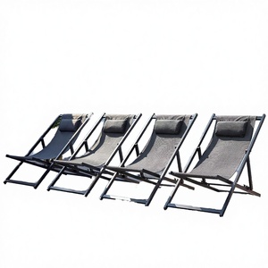 Chaise longue pliante portable moderne en aluminium, 4 positions réglables, textile, pour extérieur, parc, villa, hôtel - Product Image 2