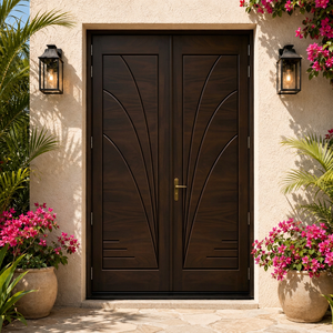GA-39L Puertas Dobles de Entrada Modernas de Madera Sólida con Diseño Art Deco para Uso Exterior - Product Image 1
