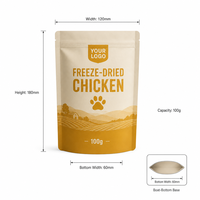 Sachet refermable haute barrière de 100g de friandises lyophilisées au poulet pour animaux de compagnie, pour chiens et chats