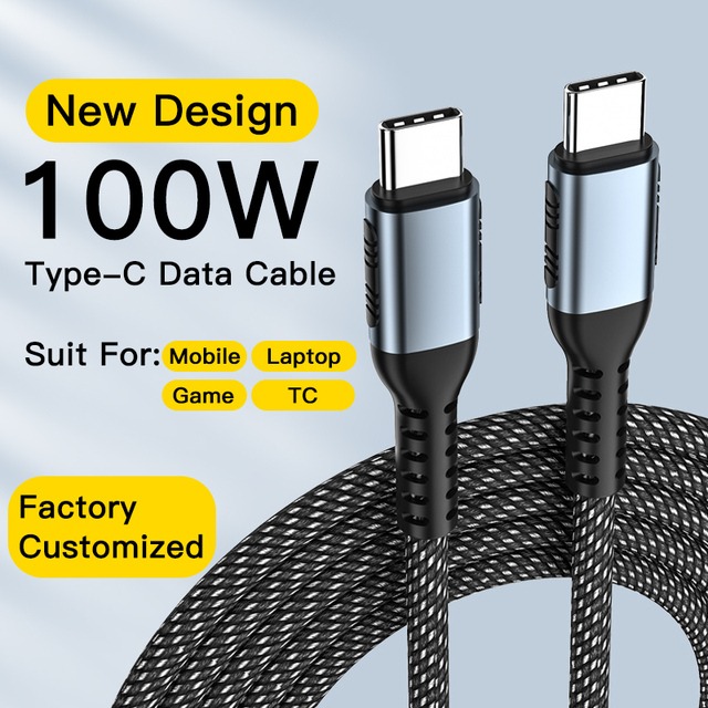 PD100W 5A Fast Charging 1M Pure Copper Braided USB Micro-USB to C Cable for Macbook Mobile Phone Laptop Printer