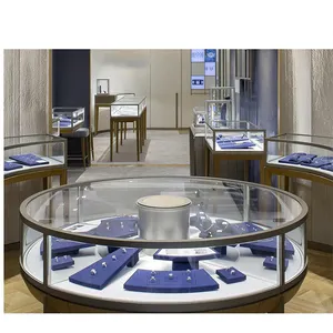 Gabinete de exhibición de vidrio redondo personalizado diseño de muebles de joyería diseño de mostrador de joyería