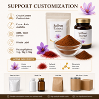 LongBio Extrait de Safran en Poudre Crocus Sativus Stigma 10:1 20% Crocine Soluble dans l'Eau Qualité Alimentaire Complément Herbal Matière Première OEM