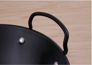 Sartén para freír esmaltada, sartén de hierro fundido para oreja, <span class=keywords><strong>wok</strong></span> - Product Image 3