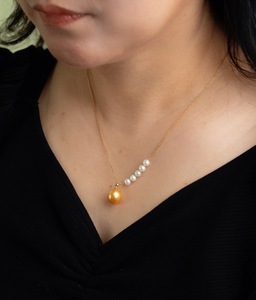 New Fashion Women's 18K Solid <strong>Gold</strong> <strong>South</strong> <strong>Sea</strong> <strong>Gold</strong> <strong>Pearl</strong> Necklace with Adjustable Chain Daily Jewelry Accessory