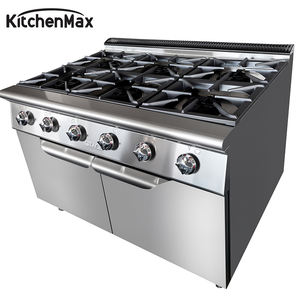 Cuisinière à gaz commerciale KitchenMax à 6 brûleurs avec armoire de base |   Équipement de cuisine pour restaurant - Product Image 2