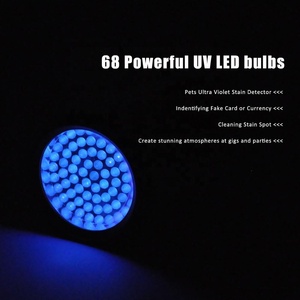 Clover 68LED 5W Pure Blacklight Torch 395nM Ultravioleta LED UV Linterna Cuerpo de aluminio Logotipo personalizado Batería AA <span class=keywords><strong>Luz</strong></span> púrpura - Product Image 2