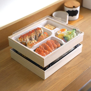 Lonchera Japonesa Personalizada, Contenedor de Alimentos Ecológico, Bandeja de Plástico de 4 Compartimentos con Cajas Bento - Product Image 1