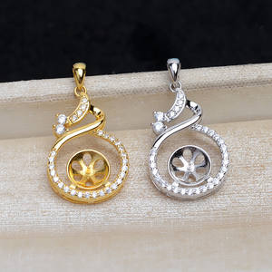 Colgante de Plata S925 Wenchi, Soporte Inferior de 4mm para Perlas DIY, Accesorio Ocultador de Perlas de 10-11mm, Producto Semielaborado 100% Vacío, Modelo 13977 - Product Image 2