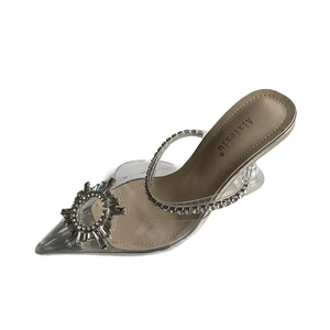 Nouvelles mules pour femmes, printemps, avec nœud en cristal brillant, bout pointu, talon fin, chaussures pour femmes - Product Image 6