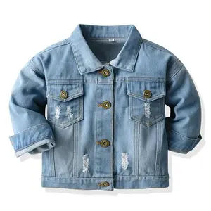 Джинсовая куртка для мальчиков и девочек, классическая синяя верхняя одежда из денима, на весну и осень