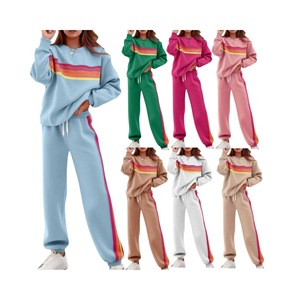 Ensemble de sweat-shirt décontracté pour femmes, col rond, couleur unie, taille élastique, tailles SMLXLXXL, vêtements décontractés, transfrontalier Europe-Amérique - Product Image 1