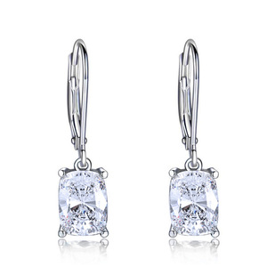 Silver Plated Topaz <b>Drop</b> <b>Earrings</b> Emerald Cut Claw Setting Women's Classic Party <b>Fashion</b> Jewelry Alloy <b>Earrings</b> - Product Image 3