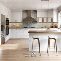 Cuisine modulaire sur mesure avec plan de travail en granit synthétique, finition grain de bois, îlot de cuisine pour villa et appartement