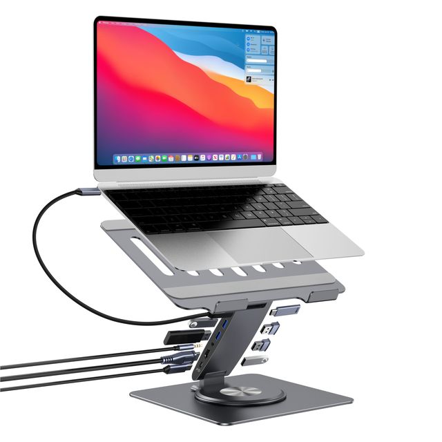 1 to 1 Designer Ergonomic Laptop Stand Aluminium Adjustable Laptop Stand with Docking Station Hub Moulds