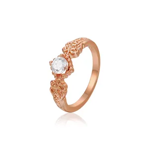 Jewelry xuping perhiasan cincin berkualitas tinggi lux masuk berlian emas mawar cincin sederhana mode jari kecil ekor wanita grosir