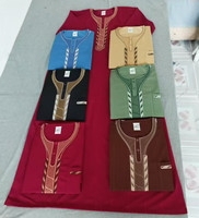 Nouveau stock disponible CCY 2026 – Thobe Boubou arabe pour homme à manches courtes, vêtement musulman brodé avec poche, Thobes marocains Baifa