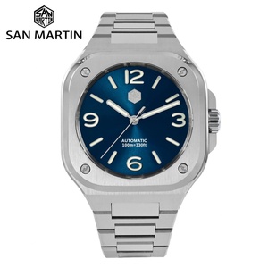 San Martin – montre de Sport classique de luxe pour hommes, boîtier carré distinctif en acier inoxydable, automatique et mécanique, 10 bars, BGW-9, 40mm - Product Image 1