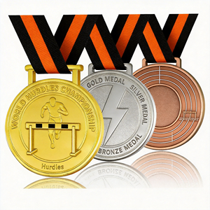 Médailles personnalisées du championnat de tennis de France |   Récompenses en métal <span class=keywords><strong>or</strong></span>/argent/bronze avec ruban dégradé - Product Image 3