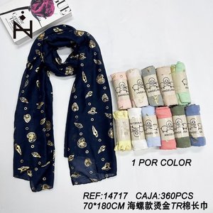 Sciarpa Lunga in Cotone con Design a Conchiglia e Foglia d'Oro 70x180Cm Fulars - Product Image 3