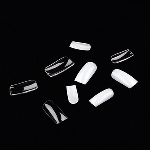 Ongles artificiels carrés moyens transparents en acrylique à pression pour manucure en salon - Product Image 4