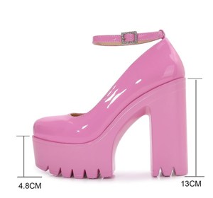 Zapatos up-4156r tacón alto grueso para mujer, calzado de fiesta con plataforma, suela gruesa, color rosa, talla 41 - Product Image 2