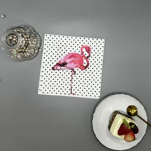होम रेस्तरां के लिए कस्टम फ्लेमिंगो डिज़ाइन डिनर पेपर नैपकिन टेबल नैपकिन