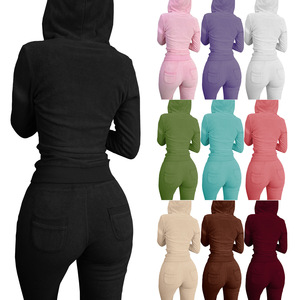 Nuovo Set Invernale da <span class=keywords><strong>Donna</strong></span> in 3 Pezzi, Taglia Grande, in Pile Doppio Strato 100% Poliestere, Felpa con Cappuccio e Pantaloni - Product Image 3