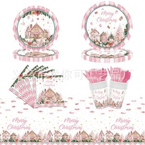 Ensemble de vaisselle de Noël en papier pour fête d'hiver, assiettes, gobelets, serviettes, couverts, 40-60 pièces pour décorations de Noël - Product Image 1