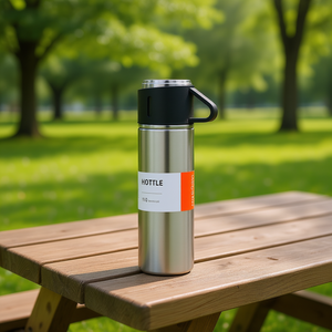 Thermos sous vide en acier inoxydable Myrva 500 ml avec tasses, double paroi isolée, rétention thermique de 12 à 24 heures, design minimaliste pour - Product Image 2