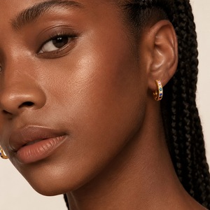 Fashion Huggie <b>Earrings</b> Crystal Rhinestone Zinc Alloy Women's Jewelry 18k Gold Plated <b>Small</b> Hoop Ear <b>Studs</b> Elegant Design - Product Image 1