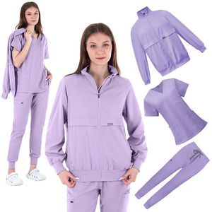 Usine personnalisé tissé trois pièces ensemble hôpital uniforme violet veste Stretch soins infirmiers uniformes médical gommage infirmière ensembles de haute - Product Image 1