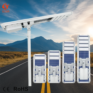 Bán buôn năng lượng mặt trời ánh sáng đường phố với LED năng lượng mặt trời bảng điều chỉnh cảnh quan 200 watts ngoài trời phát hiện chuyển động cảm biến bãi đậu xe gió lai - Product Image 1