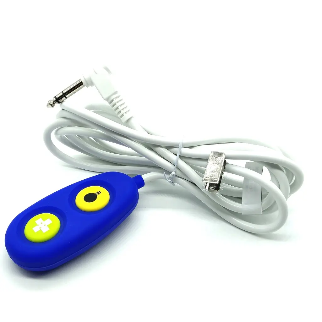 Cable de botón de llamada de enfermera con agarre manual de silicona azul, conector macho para teléfono