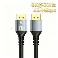 Câble DP 1.4 Premium Mâle-Mâle 8K60Hz 2K240Hz 4K120Hz 32.4Gbps 7680x4320 avec gaine en PVC blindée pour HDTV, ordinateur portable, projecteur, PC