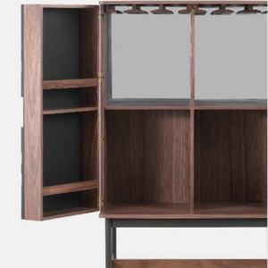 ตู้บาร์ไม้วอลนัทพร้อมอุปกรณ์ทองเหลืองและบานหน้าลายไม้เนื้อแข็ง - Product Image 2