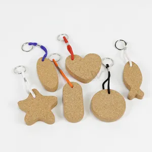 2024 Custom Round Floating Soft Wooden Cork Ball Keychain Keychain For Boating Fishing Kite Surfing Sailing Key Ring