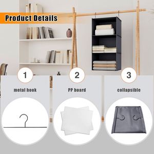 3-Tier Hanging Closet Organizer with 2 Sturdy <b>Hooks</b> Multifunctional Wardrobe Storage Shelf for Clothes, Coats <b>Shoes</b> Accessories - Product Image 6