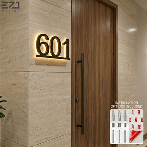 Números <span class=keywords><strong>de</strong></span> Casa Acrílicos con Retroiluminación LED EZD, Letreros <span class=keywords><strong>de</strong></span> Dirección Personalizables para Publicidad, Transformador Impermeable IPx4, Control Remoto para Oficina - Product Image 2