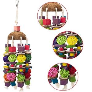 Pet Accessories Multicolored Wooden Colorful Large Chewing Coir String Cage Pet Hanging Random African <strong>Grey</strong> Bird <strong>Parrot</strong> <strong>Toys</strong> - Product Image 1
