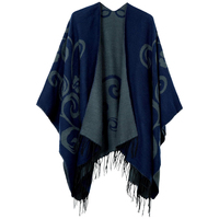 Poncho châle réversible en jacquard floral, cape ouverte à franges style bohème, écharpe légère et chaude pour l'hiver, les fêtes, les voyages et le quotidien