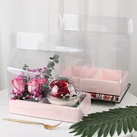 개인 상표 OEM 로고 포장 PVC 꽃 상자 선물 상자 핸들 투명 플라스틱 선물 상자