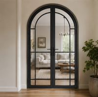 Porte en verre moderne avec cadre en métal noir, porte intérieure en verre pour résidence, bureau, villa