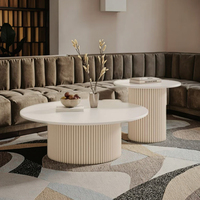 Table Basse de Centre Moderne Luxe Blanche avec Rangement, Design Minimaliste en Verre et Bois pour Maison, Bureau, Salle à Manger, Chambre et Hôtel