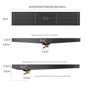 Modern <b>Linear</b> Anti-Corrosion Shower <b>Drain</b> Removable Grate Brushed Gold 304 Stainless Steel Rectangle <b>Drain</b> - Product Image 2