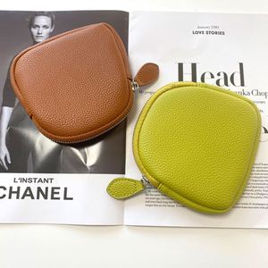 Portable Faux Leather Mini Wallet Zippered Coin Pouch Fashionable Soft Coin <b>Purse</b> Wallet Earphone Storage - Product Image 2