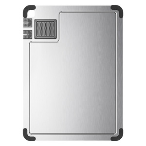 Planche à découper en acier inoxydable avec aiguiseur de couteaux, rectangulaire, antidérapante, à double face, pour la cuisine - Product Image 4