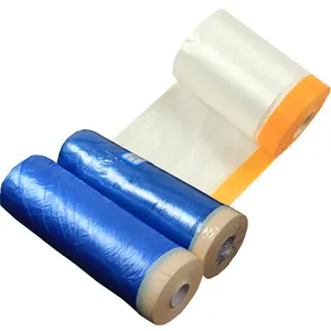 Pre Taped Painter Pintura Vinil Plastic Film Decoração Light Weight HDPE Speedy Masking Film Com Rolo De Fita para Carro