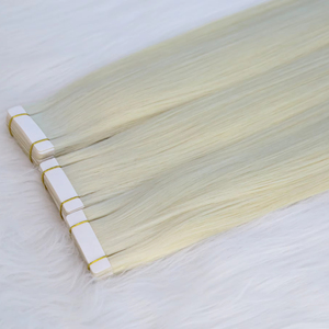 Extensions de <span class=keywords><strong>cheveux</strong></span> humains de qualité supérieure, cuticules alignées, blond platine, à bandes adhésives, double épaisseur, sans nœuds, sans perte de <span class=keywords><strong>cheveux</strong></span> - Product Image 6